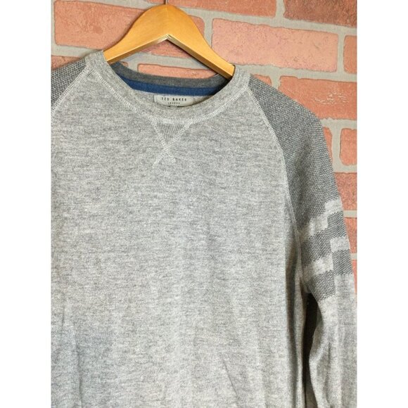 Ted Baker Men's Crew Neck Pullover Sweater Gray Size 5 Long Sleeve XL - Picture 2 of 8
